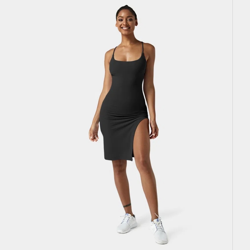 Halara Black Ribbed Dress